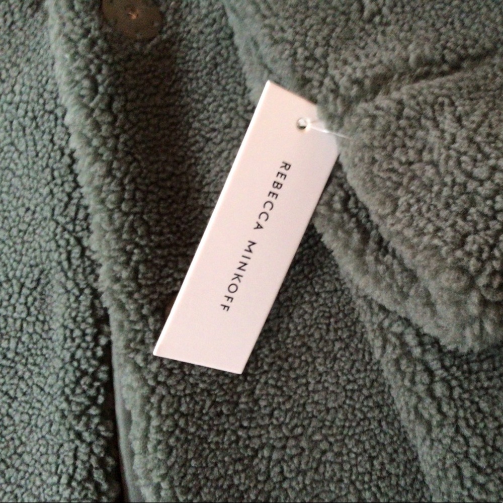 Rebecca Minkoff Sage Green Teddy Jacket, Size Large, New With Tags - Picture 9 of 11